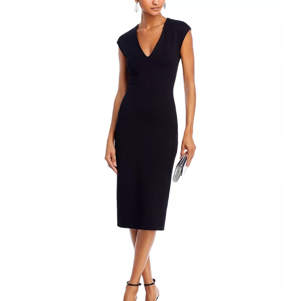 Zara V-Neck Midi Black Cocktail Dress